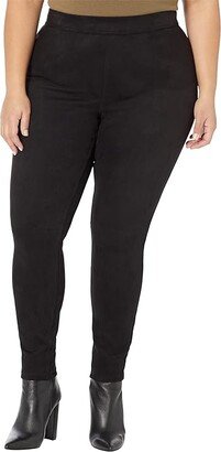 Plus Size Micro Suede High-Rise Leggings (Black) Women's Casual Pants