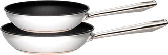 Dunelm Pro Copper Base 2 Piece Frying Pan Set Silver