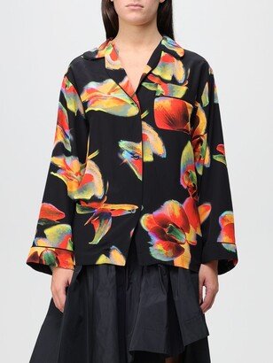 shirt in silk with Orchid print