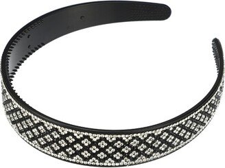 Unique Bargains Women's Rhinestone Wide-brimmed Headband 1 Pc Black White