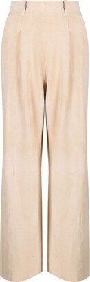 High-Waisted Suede Trousers