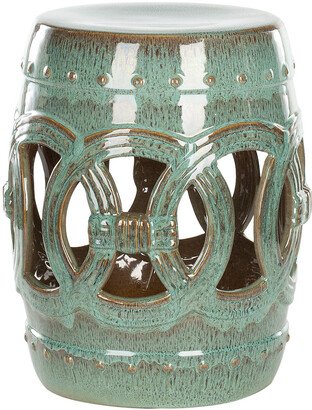 Blue-Green Ceramic Double Coin Stool