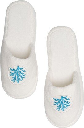 Km Home Collection Turqoise Coral Embroidery Cotton Bath Slippers