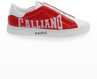 John Galliano Paris Men's Typographic Logo Hidden-Lace Low-Top Sneakers