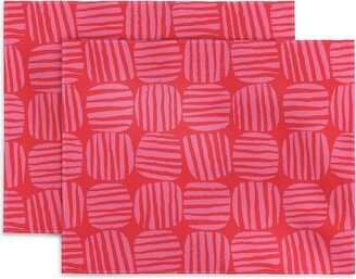 Sewzinski Striped Circle Squares Pink Set of 2 Placemats