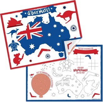 Big Dot Of Happiness Australia Day - Paper Aussie Coloring Sheets - Activity Placemats - Set of 16
