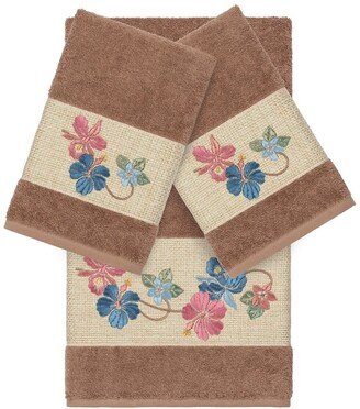 Latte Caroline 3-Piece Embellished Towel Set