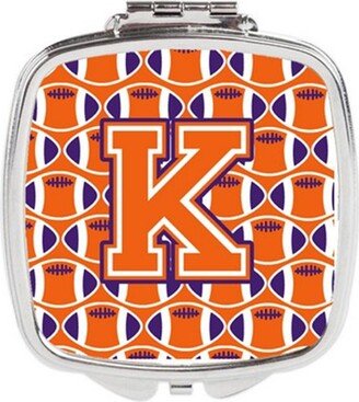 CJ1072-KSCM Letter K Football Orange, White & Regalia Compact Mirror