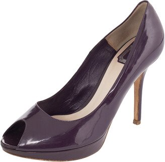 Purple Patent Leather Peep Toe Pumps Size 39