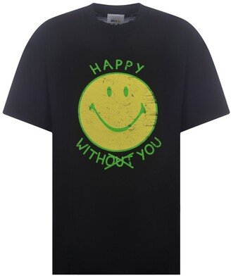 X Smiley Slogan Printed T-Shirt