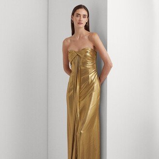 Ralph Lauren Metallic Chiffon Strapless Gown