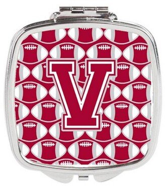 CJ1065-VSCM Letter V Football Crimson, Grey & White Compact Mirror