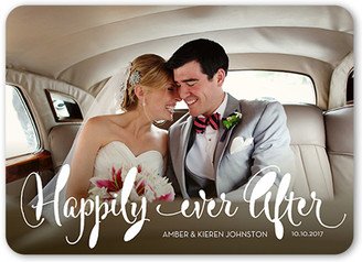 Wedding Announcements: Whimsy And Happy Wedding Announcement, White, Matte, Signature Smooth Cardstock, Rounded