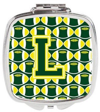 CJ1075-LSCM Letter L Football Green & Yellow Compact Mirror