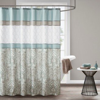 Stacie Embroidered Shower Curtain Seafoam