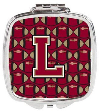 CJ1078-LSCM Letter L Football Garnet & Gold Compact Mirror