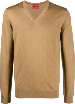 V-neck long-sleeve jumper-AJ