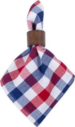 6pk Cotton Checked Napkins Red/Blue