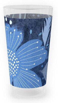 Outdoor Pint Glasses: Shibori Flower Abundance - Blue Outdoor Pint Glass, Blue