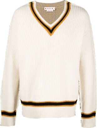 V-neck knitted jumper-BG