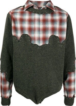 Check-Pattern Wool Jumper