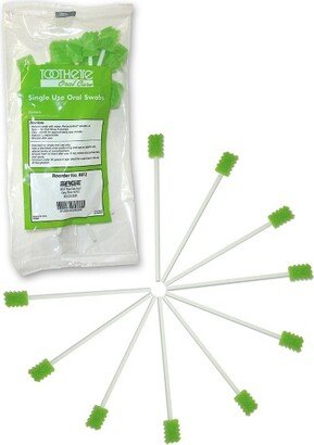 Toothette 6 Inch Length Oral Swabstick with Green Foam Tip 6072, 10 Ct