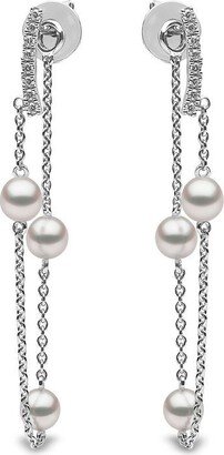 18kt white gold Trend freshwater pearl and diamond earrings