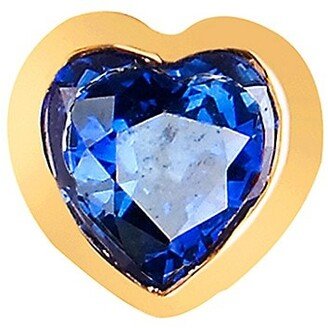 14K Yellow Gold & Blue Sapphire Heart Stud Earring