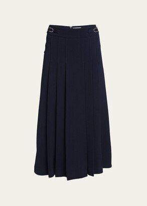 Wesley Pleated Wool Midi Skirt