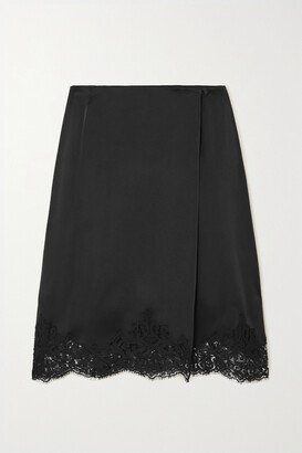 Net Sustain Lace-trimmed Satin Skirt - Black