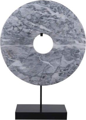 Artissance Jade Disk Statue With Base, 11.4 Inch Tall, Marble Gray - 11.4 inch