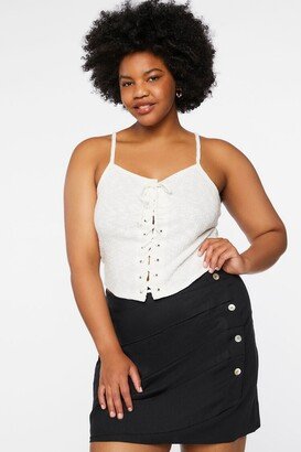 Plus Size Linen-Blend Mini Skirt