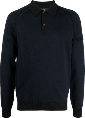 Long Raglan-Sleeve Wool Polo Shirt