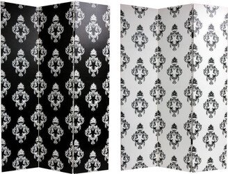 Handmade Damask Black and White Room Divider