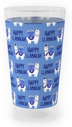 Outdoor Pint Glasses: Happy Llamakah - Blue Outdoor Pint Glass, Blue