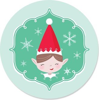 Big Dot Of Happiness Elf Squad - Kids Elf Christmas & Birthday Party Circle Sticker Labels - 24 Count