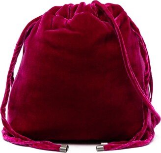 Drawstring Velvet Bucket Bag