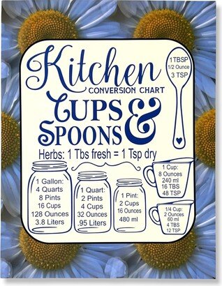 Inch Magnet Kitchen Measurements Conversion Chart Cups & Spoons Daisy Flowers