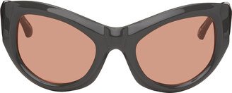 SSENSE Exclusive Gray Linda Farrow Edition Goggle Sunglasses