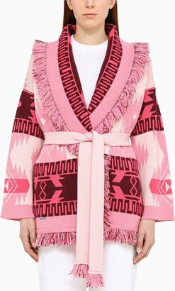 Sweet pink jacquard icon cardigan