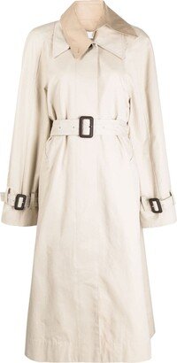 Detachable-Collar Belted Trench-Coat