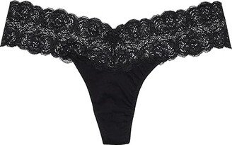 Organic Cotton Must Have Thong with Lace (Black) Women's Underwear