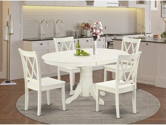 Dining Room Set Includes an Oval Kitchen Table Leaf and Dining Chairs, Linen White