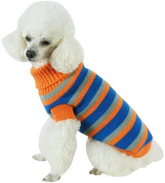 Heavy Cable Knitted Striped Fashion Designer Polo Dog Sweater