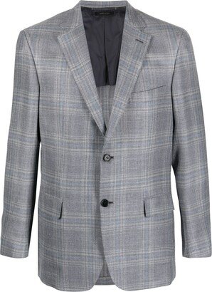 Plaid-Pattern Single-Breasted Blazer-AA