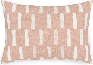 Outdoor Pillows: Boho Dash Block Print - Dusty Pink Outdoor Pillow, 14X20, Single Sided, Pink