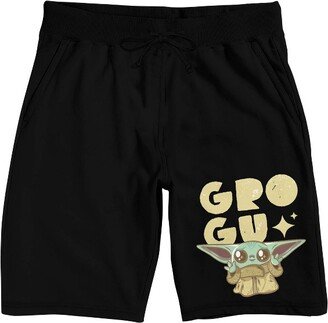 The Mandalorian Chibi Wide-Eyed Grogu Men’s Black Sleep Pajama Shorts-Large