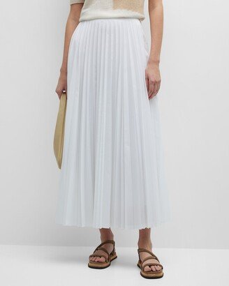 Pleated A-Line Maxi Skirt