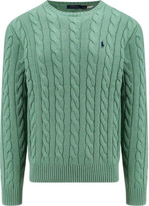 Pony Embroidered Cable-Knit Jumper