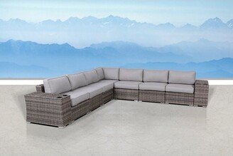 LSI 9 Piece Rattan Sectional Seating Group with Cushions